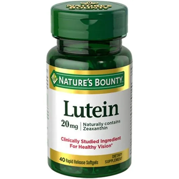 Nature's Bounty Lutein 20 mg 40 Softgels (Pack of 2)