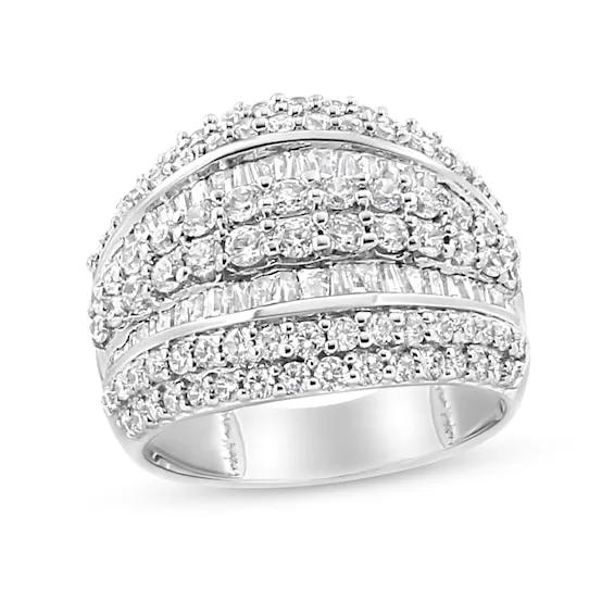 2 CT. T.W. Baguette Diamond Multi-Row "X" Ring in Sterling Silver