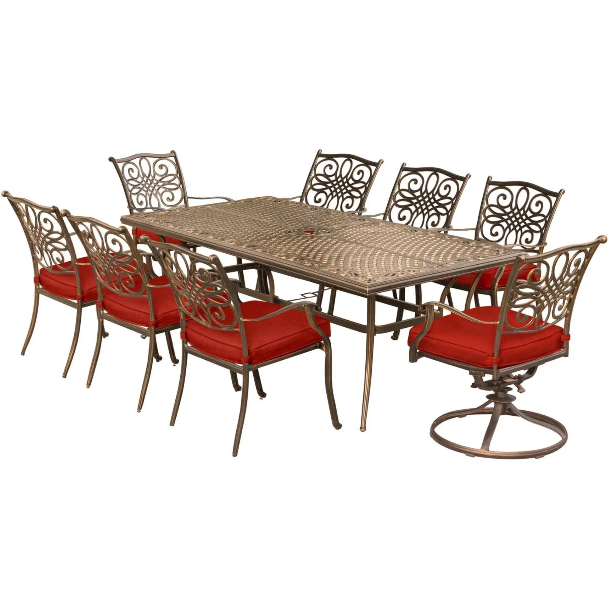 Hanover Traditions 9-Piece Dining Set, Red