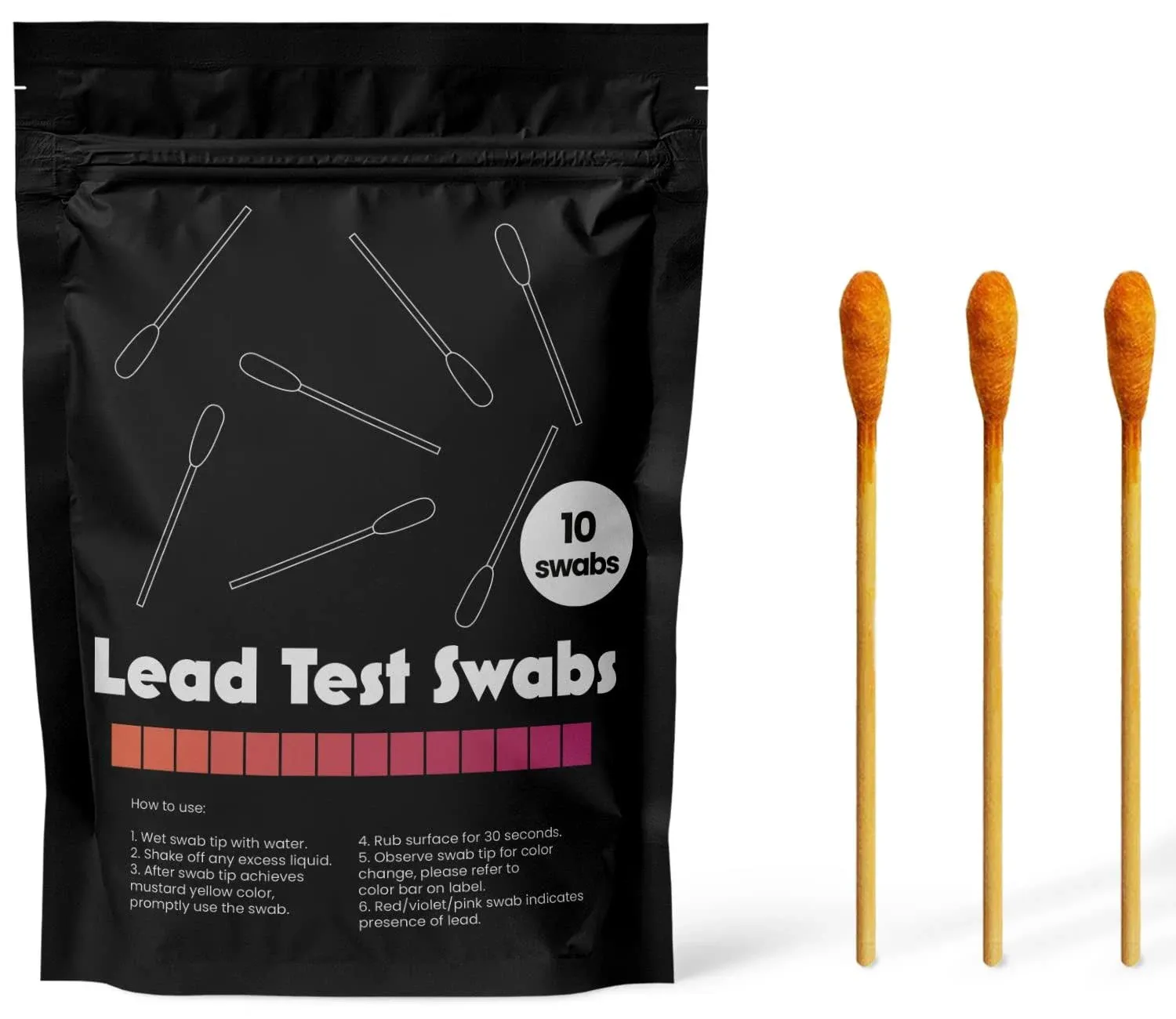 Lead Test Kit - 10 x Instant Testing Swabs for Lead (Inc Lead Paint) Rapid Test Strips - Results in 20 seconds.