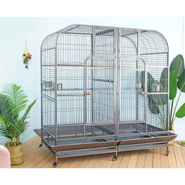 Flyline Large Double Cage with Center Divider for Bird Parrot Aviary