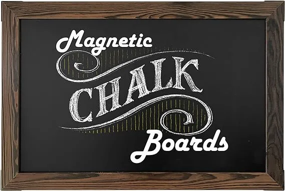 Loddie Doddie Magnetic Chalkboard - Easy-to-Erase Large Chalkboard for Wall Decor and Kitchen - Hanging Black Chalkboards (20x30, Rustic Frame)