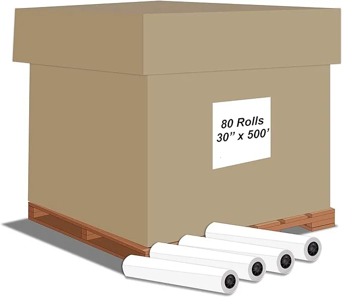 Alliance Wide Format Paper 30” x 500’ Rolls Bond Engineering 92 Bright 20lb - 80 Rolls per Pallet with 3” Core