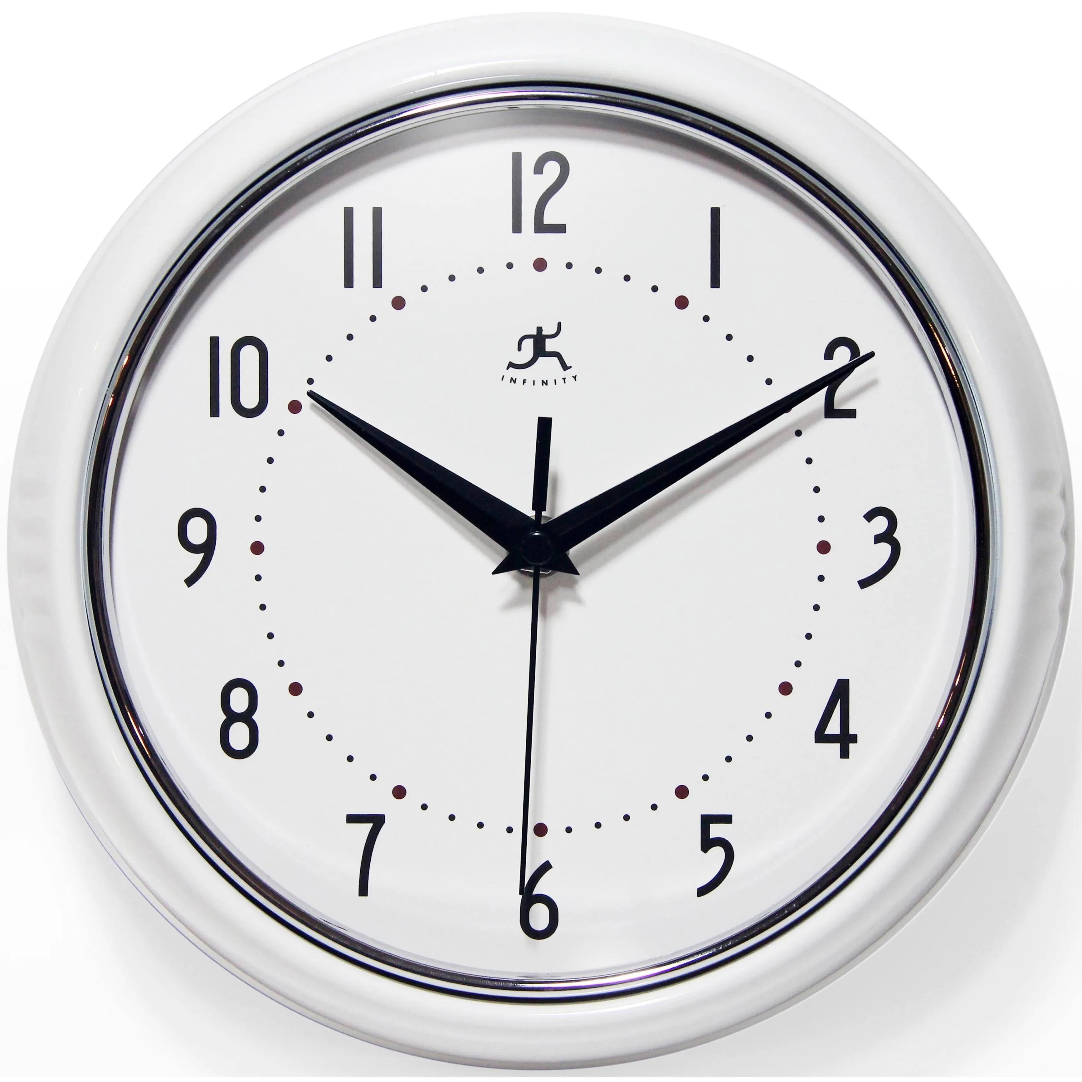 White Retro 9.5 inch Metal Wall Clock