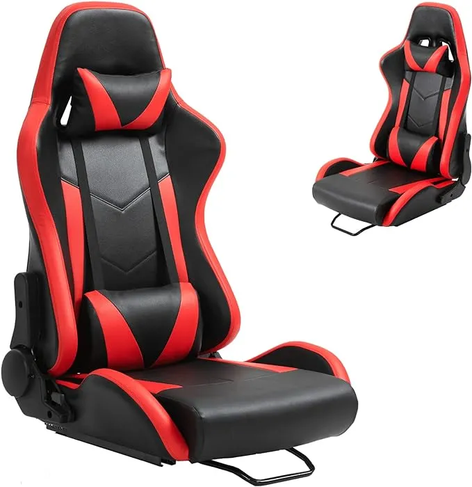 Dardoo Racing Gaming Bucket Seat with Adjustable Double Slide Adapt Racing Simulator Cockpit Racing Wheel Stand Chair Video Game Chairs Sim Chair Red