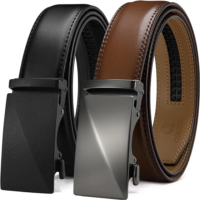 CHAOREN Leather Ratchet Belt Men 2 Pack - Customizable Fit, Effortless Style (35mm)