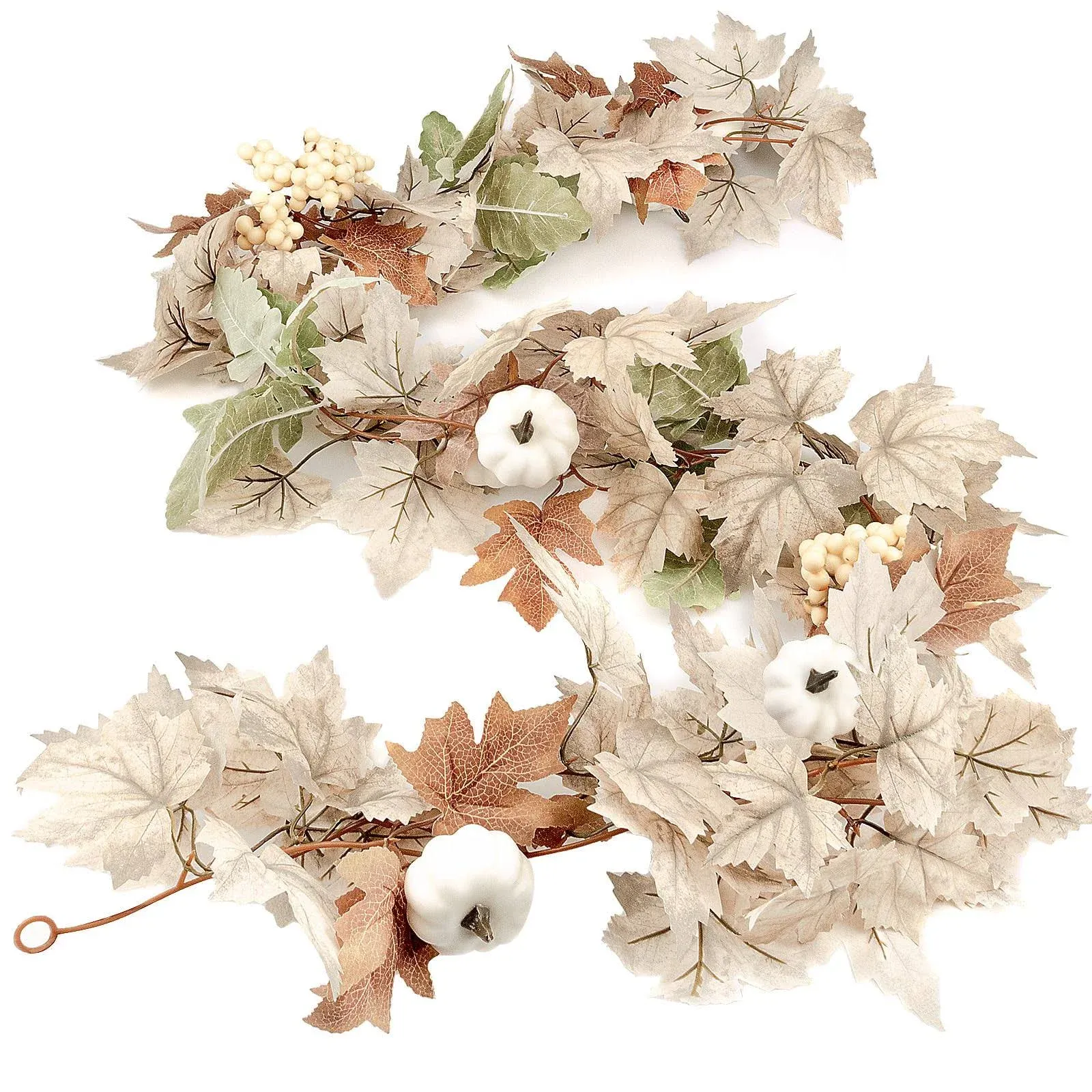 Polly Online Fall Garland,Fall Decor for Home Thanksgiving,6ft Autumn Maples Leaf Pumpkin Berry Garland Suitable for Halloween