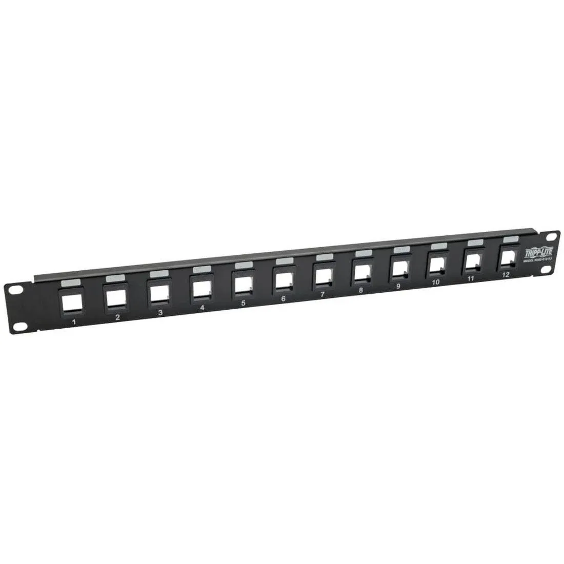 Tripp Lite 12-Port 1U Rack-Mount Unshielded Blank Keystone/Multimedia Patch Panel, RJ45 Ethernet, USB, HDMI, Cat5e/6 - Patch panel - black - 1U - 19&quot; - 12 ports