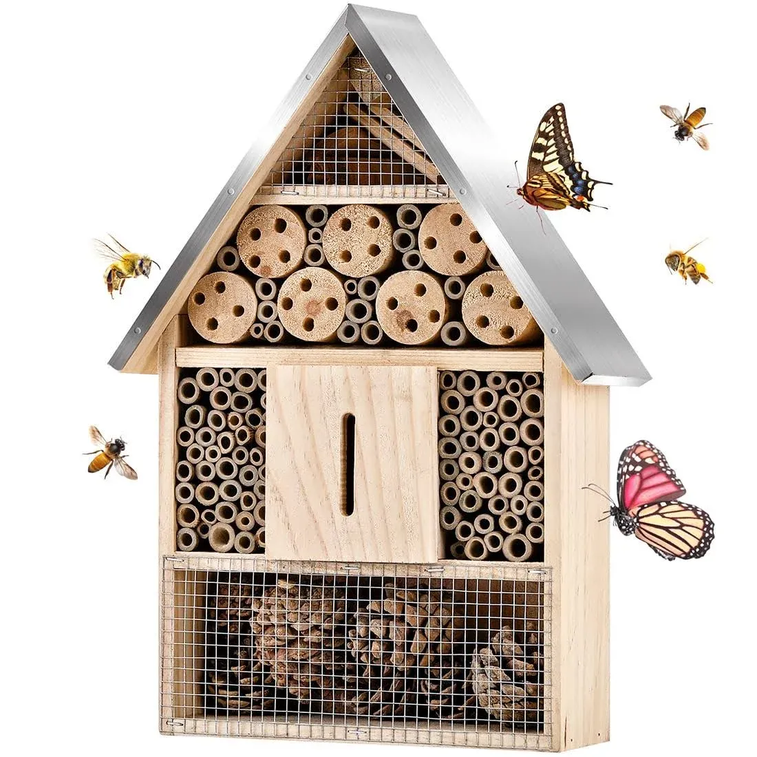 Elipark Wooden Mason Insect Bee Butterfly House,Insect Hotel,an wooden 