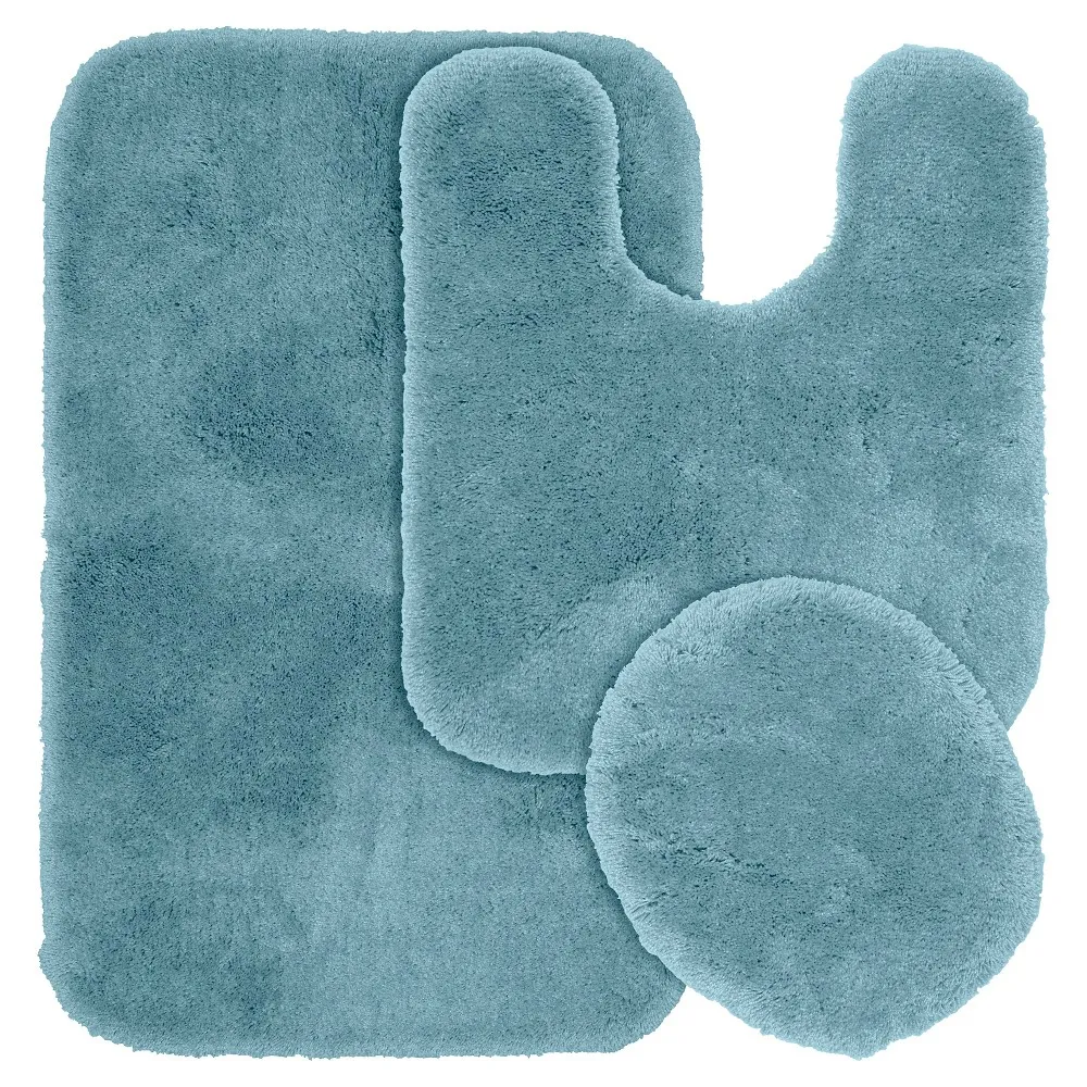  3-Piece Finest Luxury Ultra Plush Washable Nylon Bathroom Rug Set, B