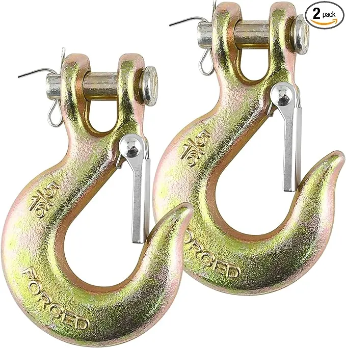 5/16 Chain Hook with Safety Latch Heavy Duty Clevis Slip Hook Grade 70 Forged Steel 14,000 Lbs Capacity Safety Latch Hook Working with Towing and Chain