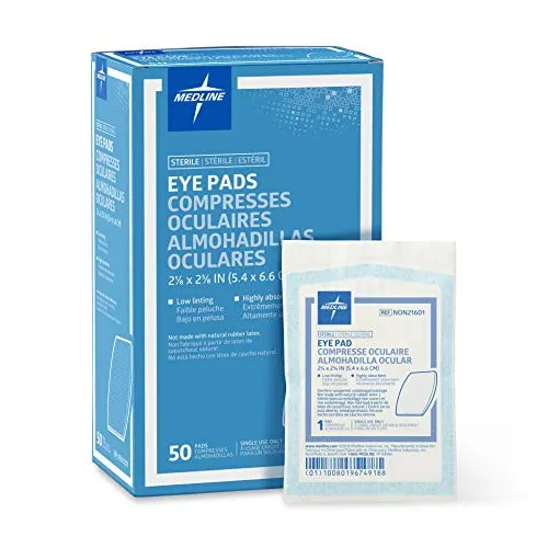 Medline Eye Pad, Sterile, Soft, Non Woven, Absorbent, Reduced Linting, Large, 2