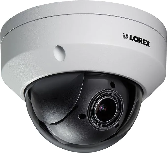 Lorex LNZ44P4B Super High Definition 4MP Indoor/Outdoor Day & Night PTZ Network Dome Camera with Color Night Vision, 4X Optical Zoom, Vandal Resistant, Waterproof