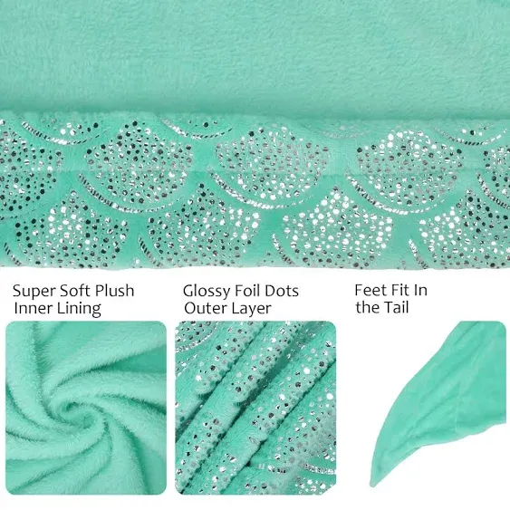 Flannel Mermaid Tail Blanket With Sleep Mask