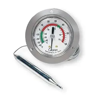 Cooper-Atkins 6142-58-3 Vapor Tension Panel Thermometer with Front Flange, Back Connect, NSF Certified, 2" Dial, 20' 4" Capillary with Bulb, -40/60°F or -40/15°C Temperature Range