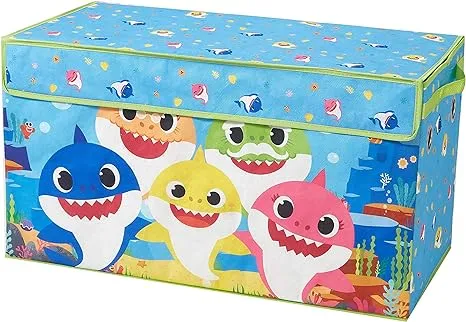 Pinkfong Baby Shark Blue Soft Polyester Canvas Collapsible Toy Storage Trunk for Kids