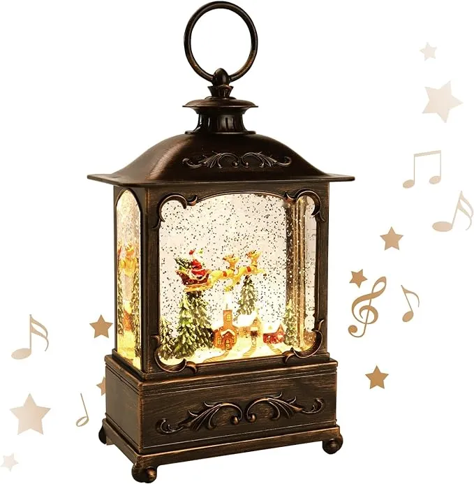 Christmas Decorations Lantern,Snow Globe Christmas Table Decoration,Lit Snow ...