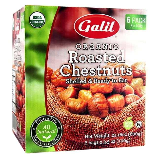 Galil Organic Roasted Chestnuts | Shelled | Ready to Eat Snack | Gluten Free