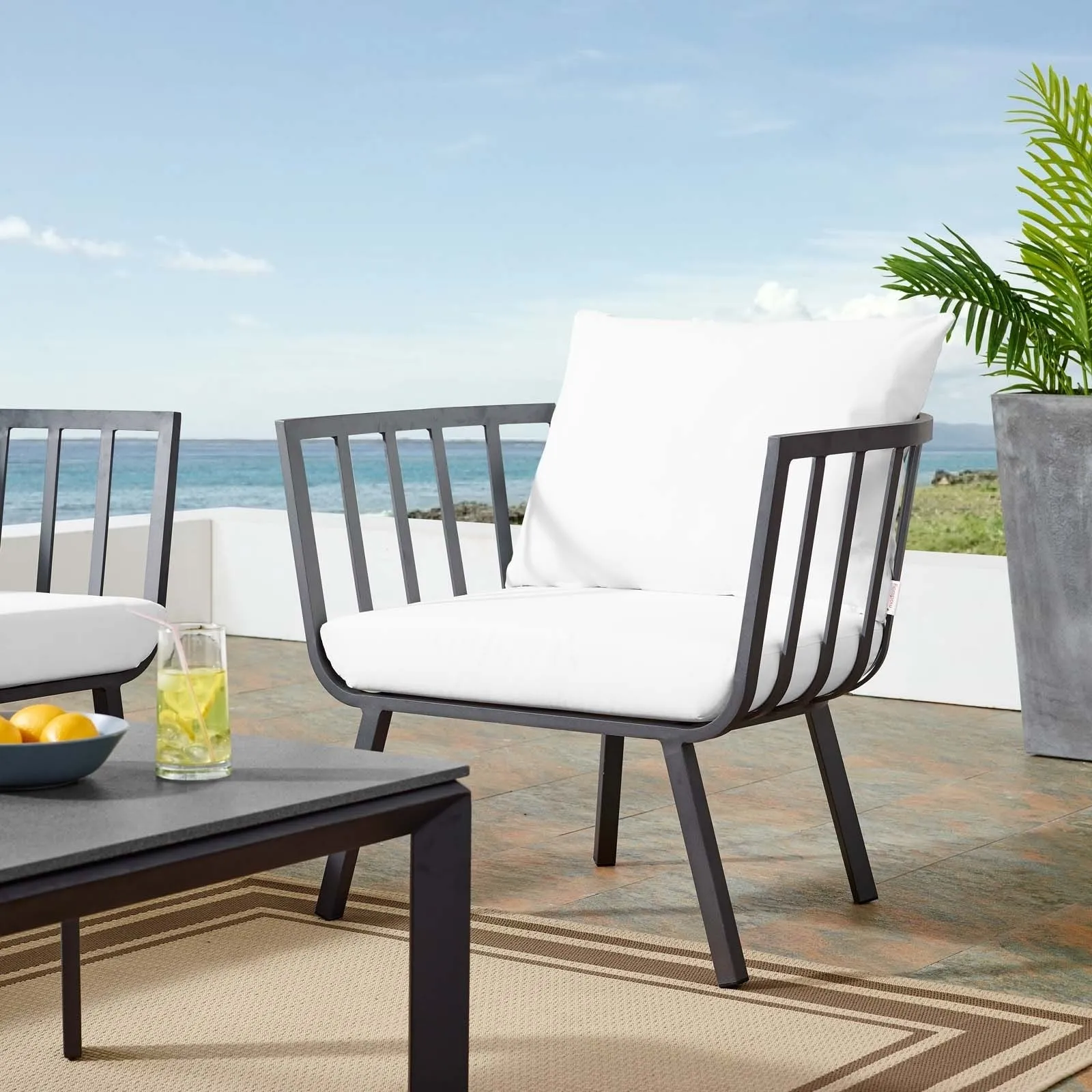 Modway Riverside Outdoor Patio Aluminum Armchair - Gray White