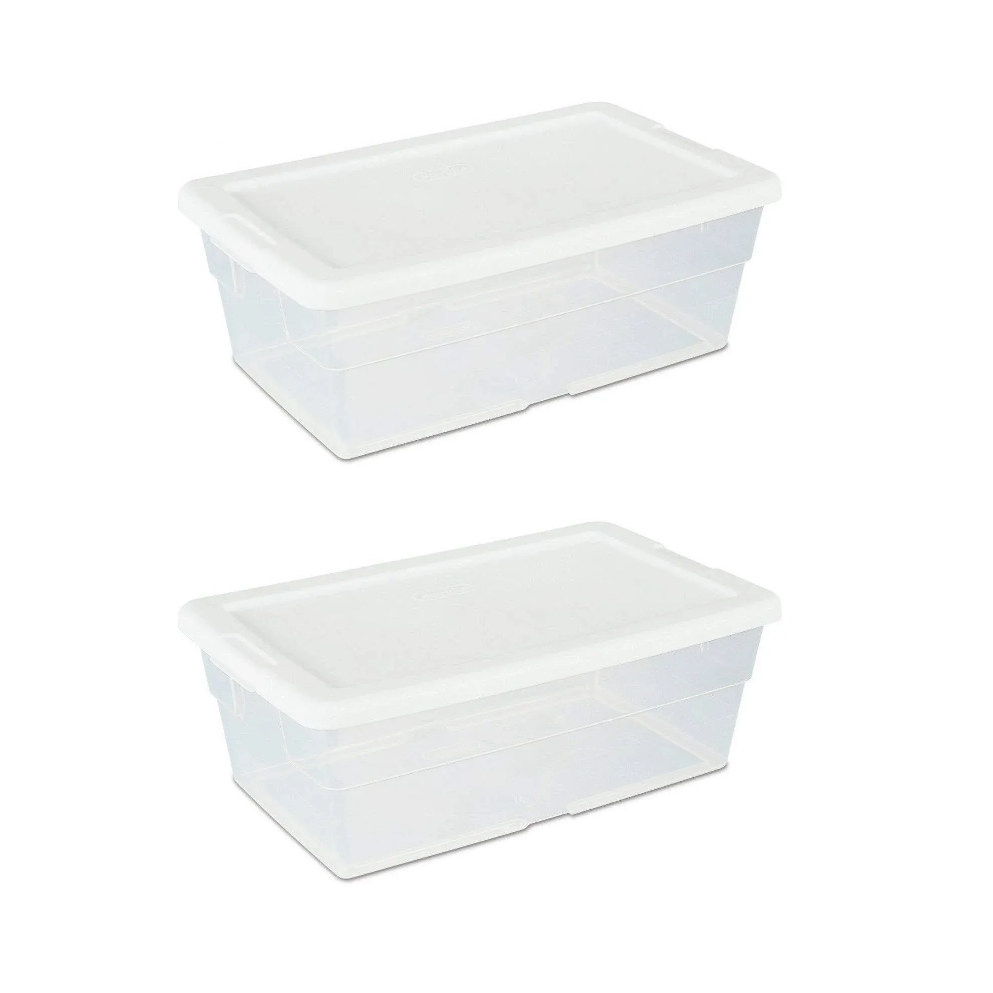 Sterilite 6 Quart Clear Plastic Stackable Storage Container Bin Box Tote with Snap-Close White Lid Organizing Solution for Home & Classroom, 60 Pack