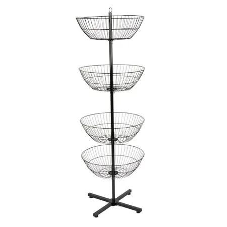 SSWBasics 4-Basket Wire Floor Spinner Rack and Dump Bin