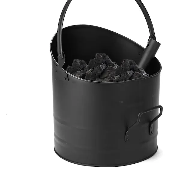 Mind Reader Black Metal Ash Bucket - Sturdy Handle - Fireplace Accessories | ASHBUCK-BLK