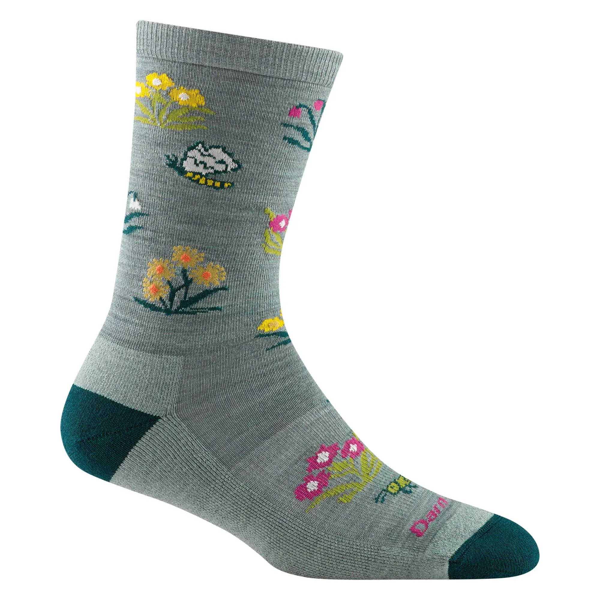 "Women's Seafoam Cottage Bloom Light Cushion Wool Socks"