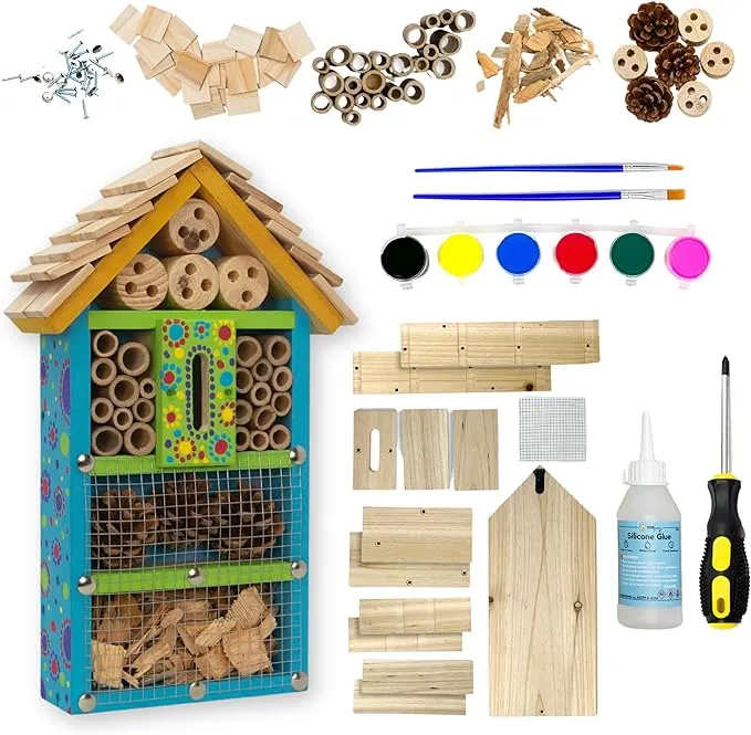 Spark Jump Premium Bug Hotel Kit DIY Solid Cedar Wood Craft Kit for Building Your Own Bee Hotel, Lady Bug House, or Ma