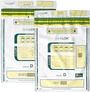 ControlTek SafeLok 9" x 12", White, 100 Bags, Tamper-Evident Deposit Bags for Cash Handling & Valuables, Moisture, Heat and Cold Sensitive Ink, Tear-off receipt + Large Barcodes 585089