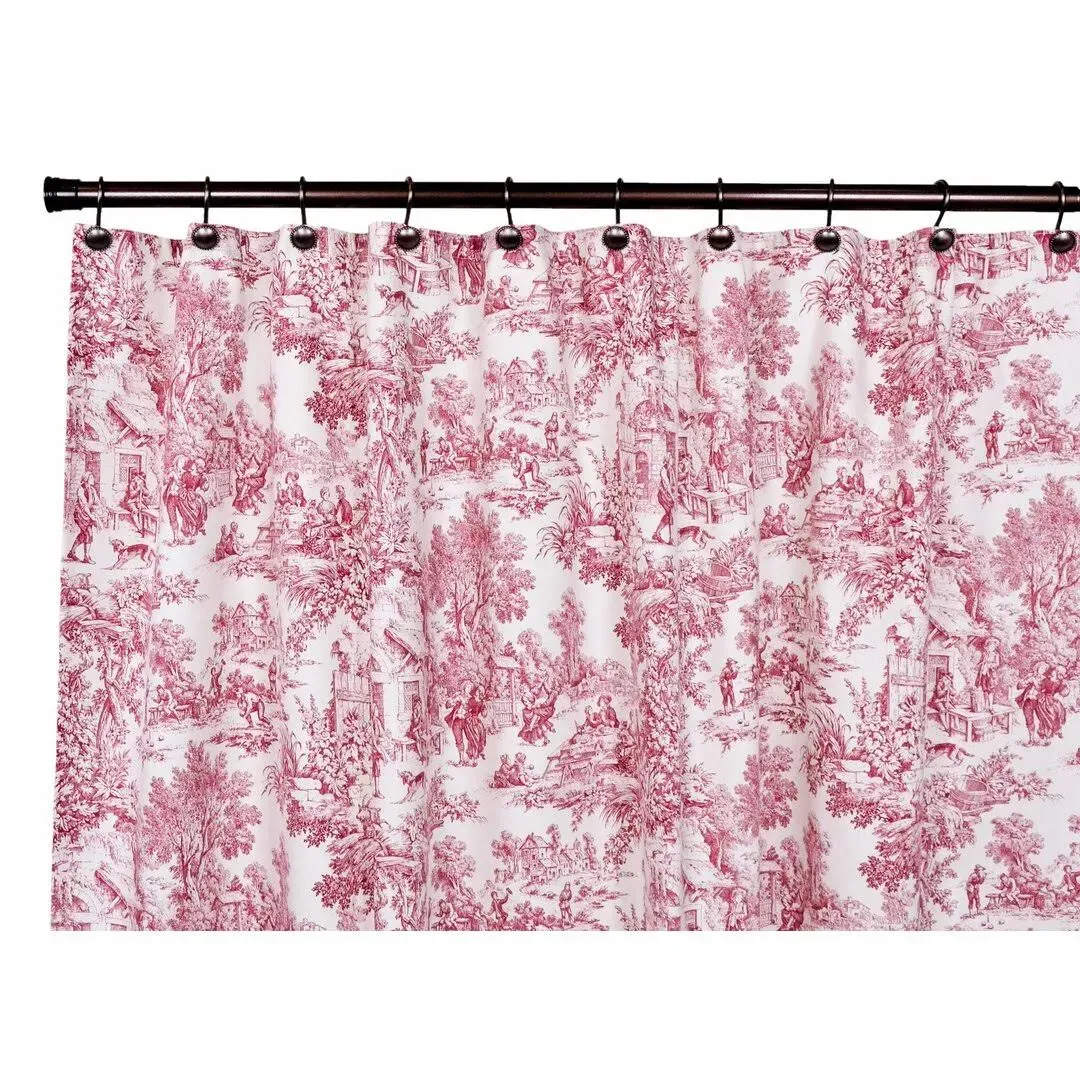 Ellis Curtain Victoria Park Toile Bathroom Shower Curtain, Red