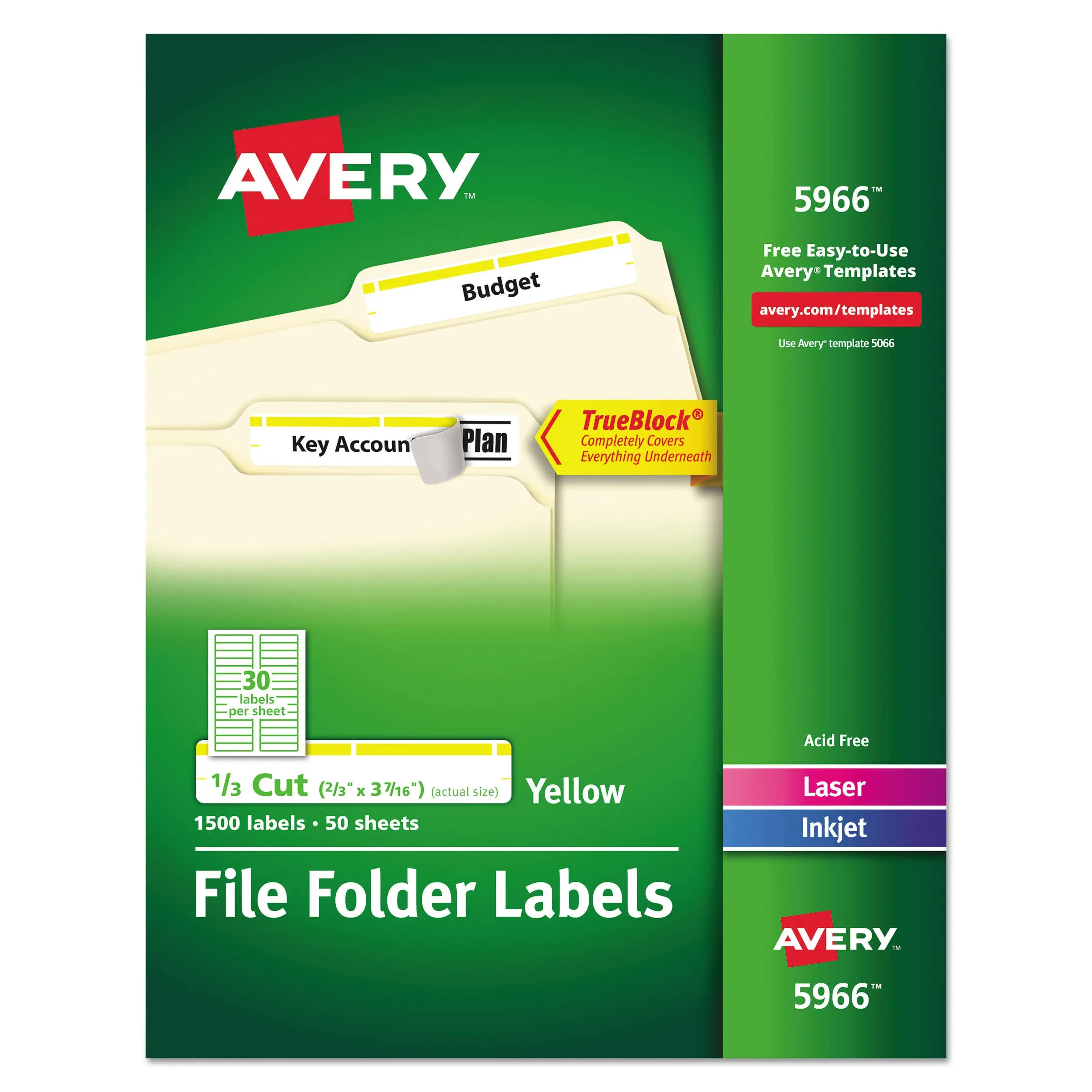 Avery Permanent TrueBlock File Folder Labels