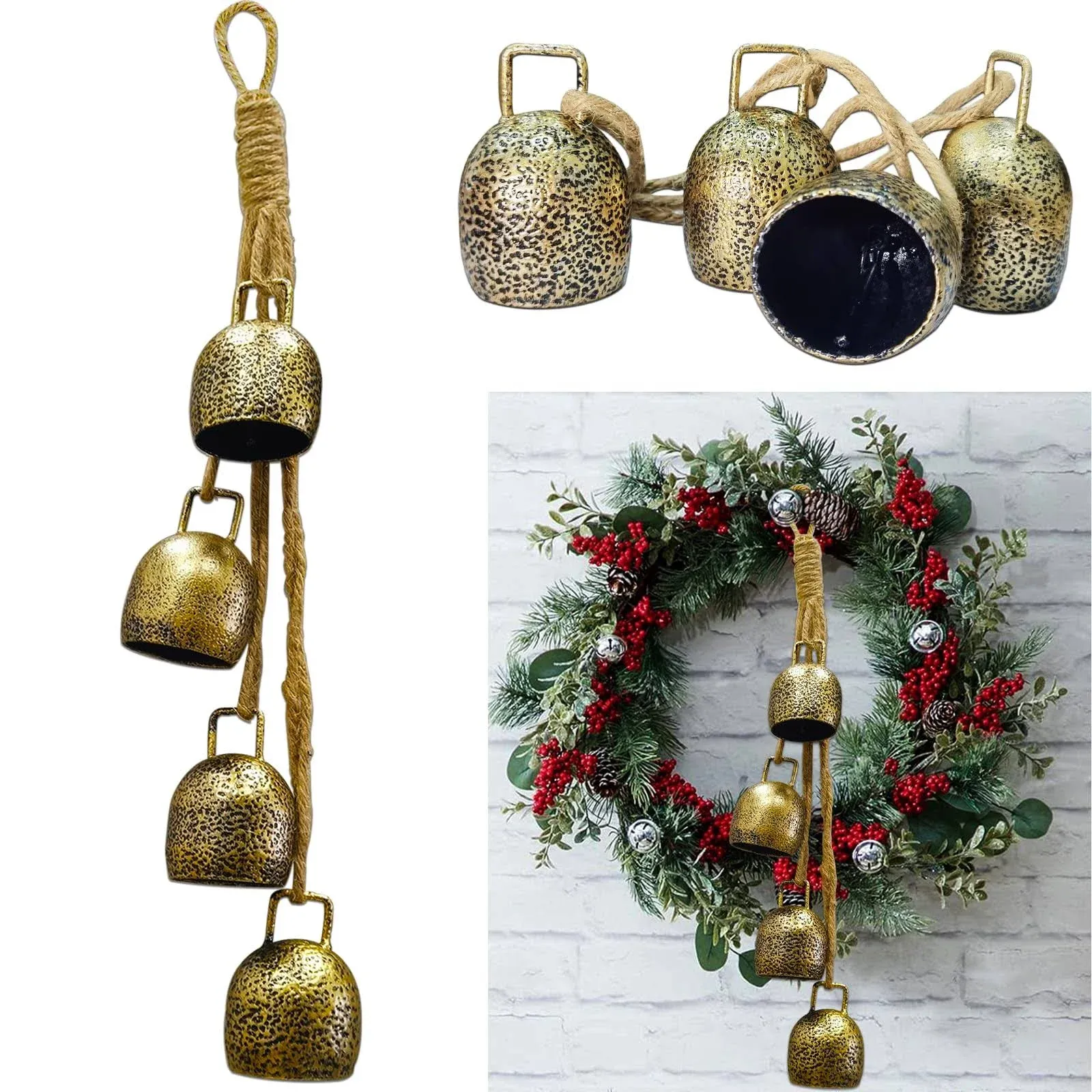 YXOTJHS Christmas Bells for Decoration, Gold Vintage Bells, Brass Christmas Bells for Door Garland Christmas Tree - Gifts for Women