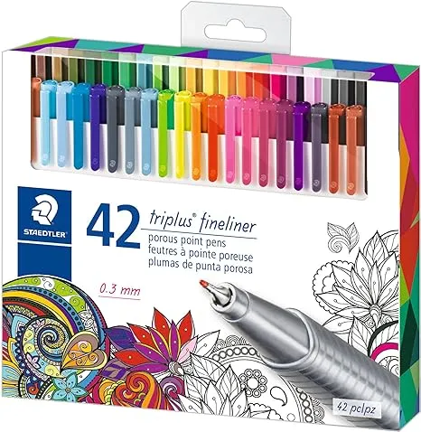 Staedtler Triplus Fineliner Pens - 0.3mm - Assorted Colours - 42 Pack