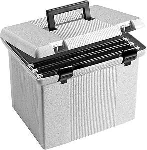 Pendaflex Portable File Box, 11"H x 14" W x 11 1/8" D, Granite (41747)