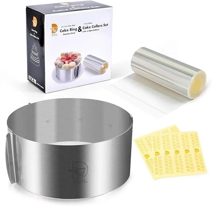 Cake Mold and Acetate Sheets for Baking, 6 to12 Inches Adjustable Stainless S...