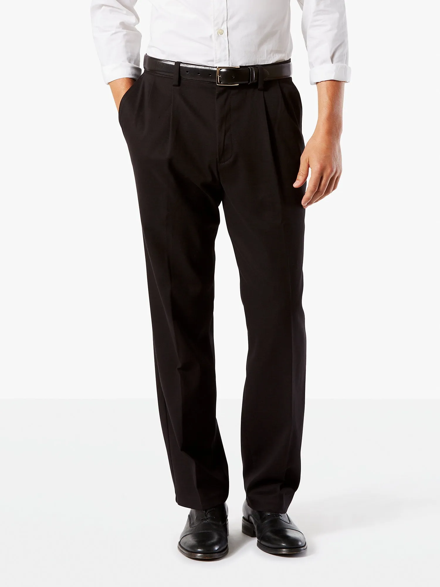 Dockers Men's Easy Classic Pleated Fit Khaki Stretch Pants - Black