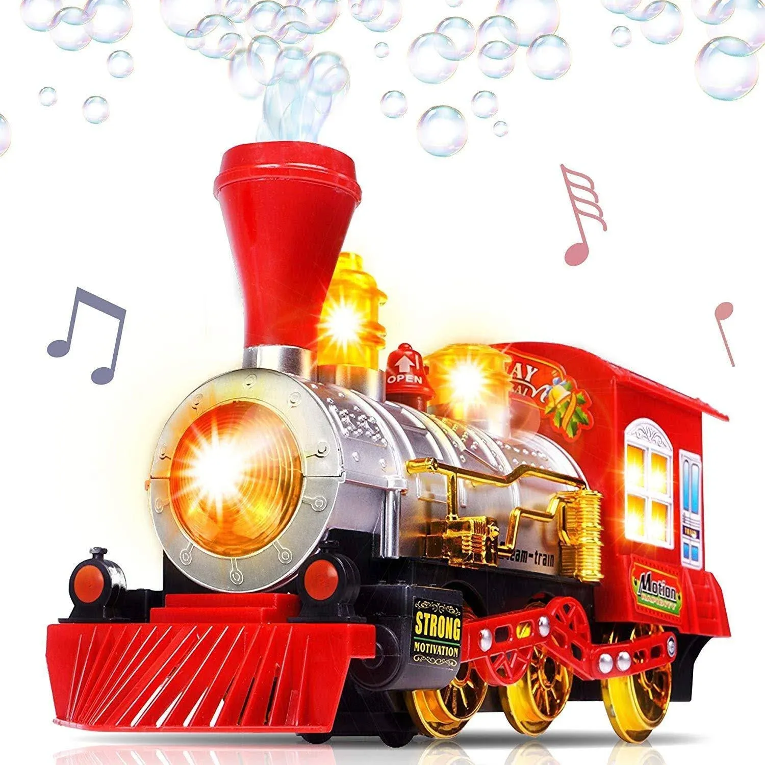 Bubble Blowing Toy Train with Lights and Sounds by ArtCreativity - Includes 5oz ...