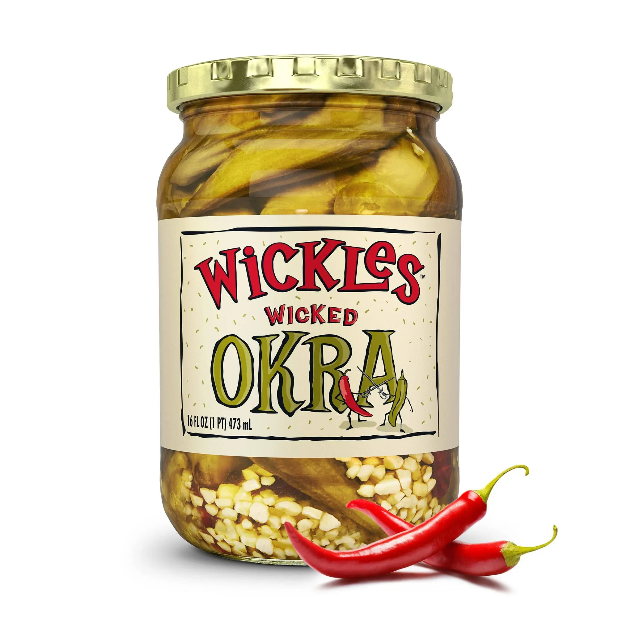 Wickles Pickles Wicked Okra 6 Pack - 16oz Each - Pickled Okra - Slightly Sweet ...