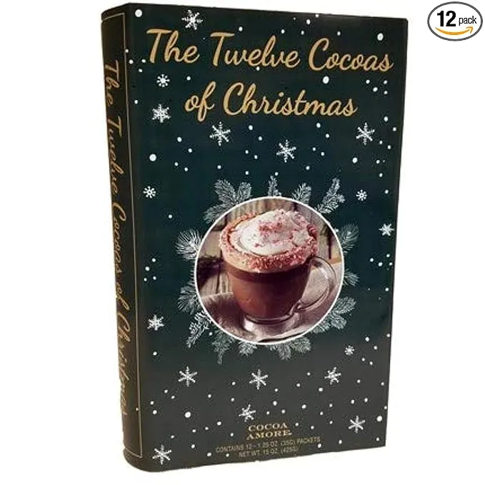 The 12 Coffees, Teas or Cocoas of Christmas (Your Choice) Gourmet Gift Box Set - Best Xmas Present For Friends, Family, Coworkers, or Teachers (Cocoa)