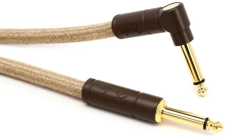 Fender Festival Pure Hemp Straight to Angle Instrument Cable 18.6 ft. Natural