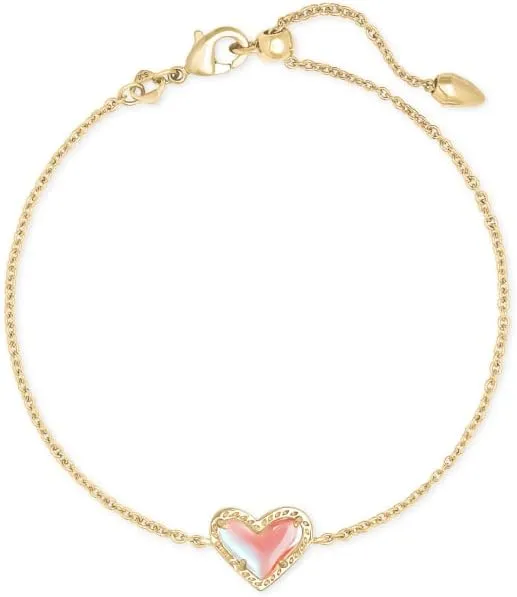 Kendra Scott Ari Heart Gold Chain Bracelet - Iridescent Drusy