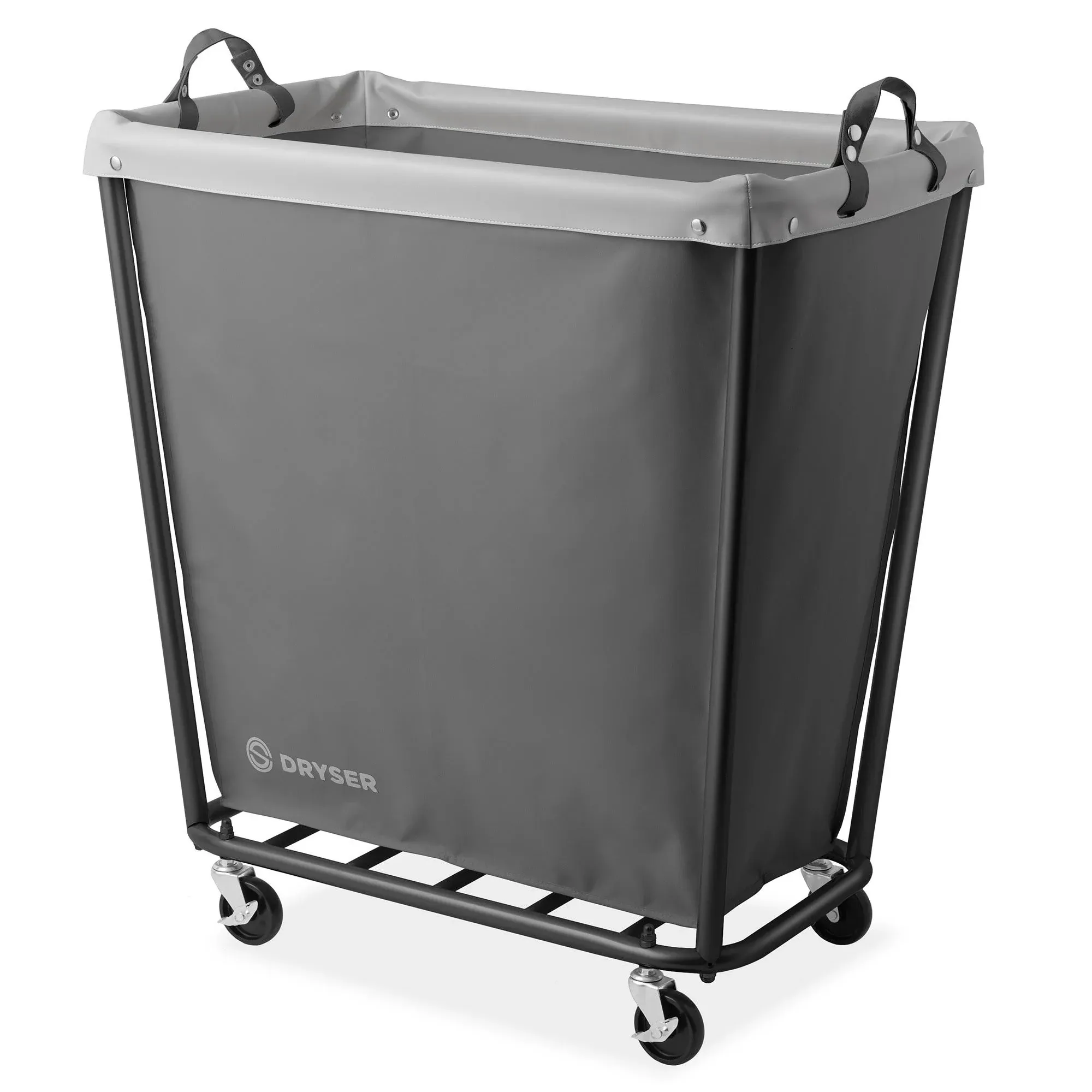 Dryser Commercial Heavy-Duty Rolling Laundry Hamper, Steel Frame Cart on Wheels with Removable Canvas Bin for Hotel or Home