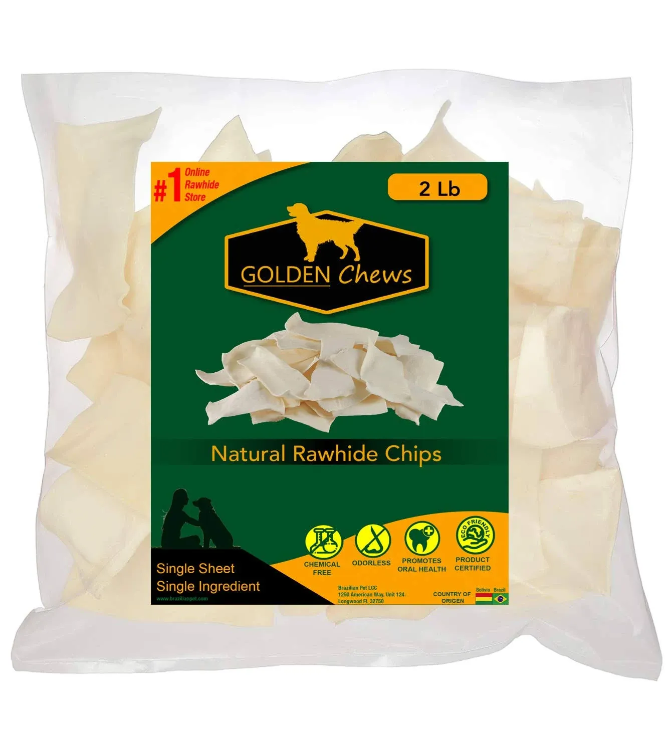 GOLDEN Chews Natural Rawhide Chips. Premium Long-Lasting Dog Treats with... 