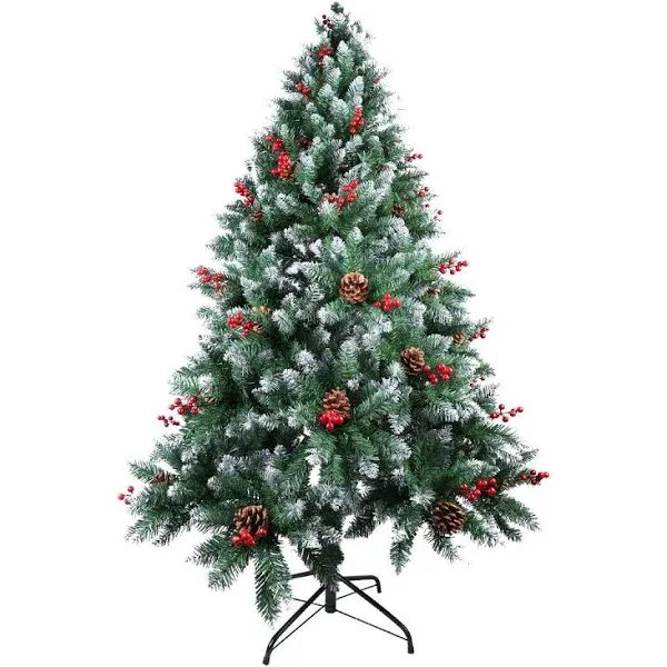 AGM Christmas Tree 7ft Artificial Pine Tree with Foldable Metal Stand, Pine Cone ...