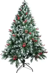 AGM Christmas Tree 7ft Artificial Pine Tree with Foldable Metal Stand, Pine Cone ...