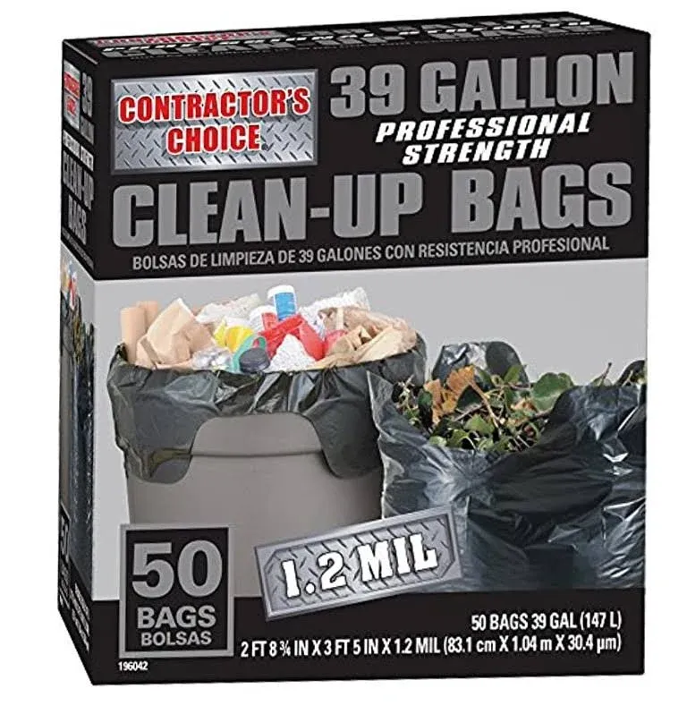 Contractor's Choice 50-Count 39-Gallon Outdoor Construction Trash Bags