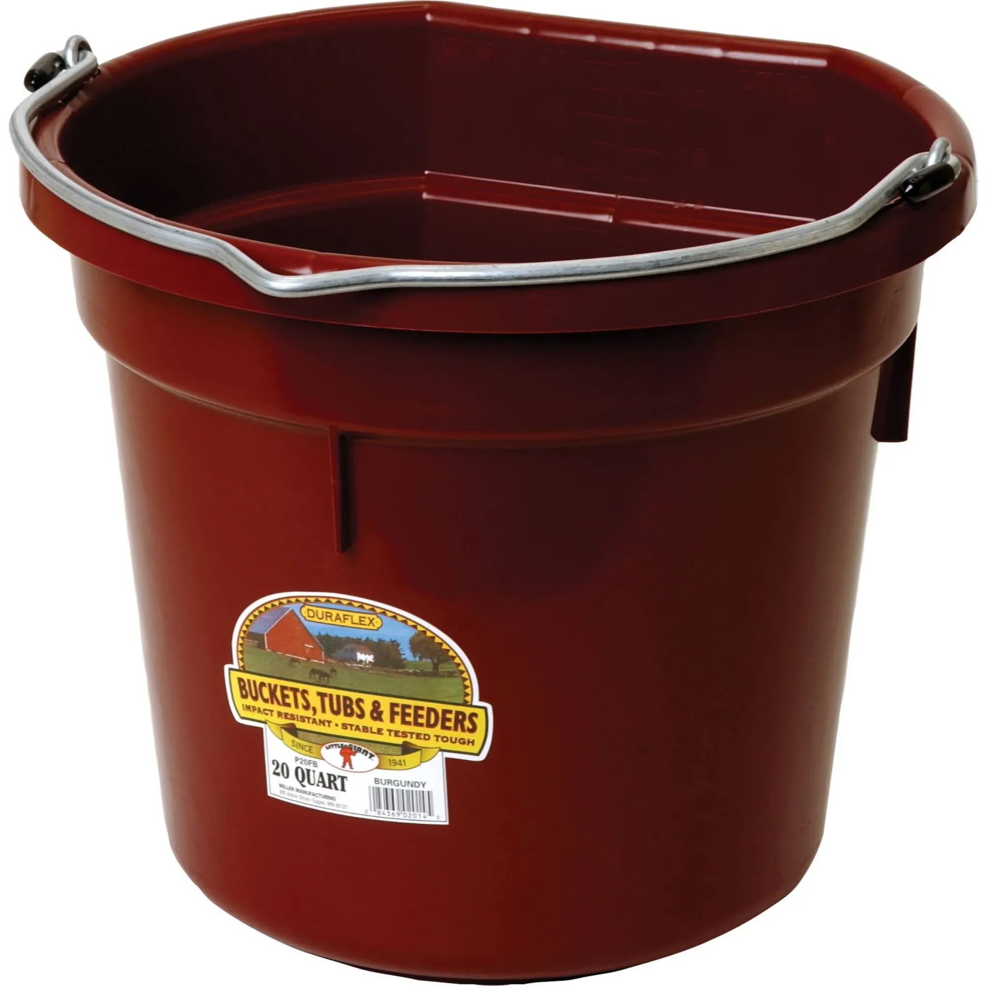 Little Giant 20 Quart Flat Back Plastic Bucket Red