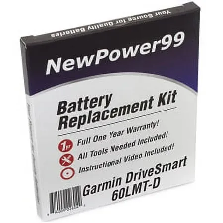 Garmin DriveSmart 60LMT-D Battery Replacement Kit with Tools Video Instructions Extended Life Battery and Full One Year Warranty