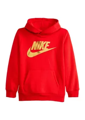 Nike Boys 4-7 Metallic Hoodie, Red, 6