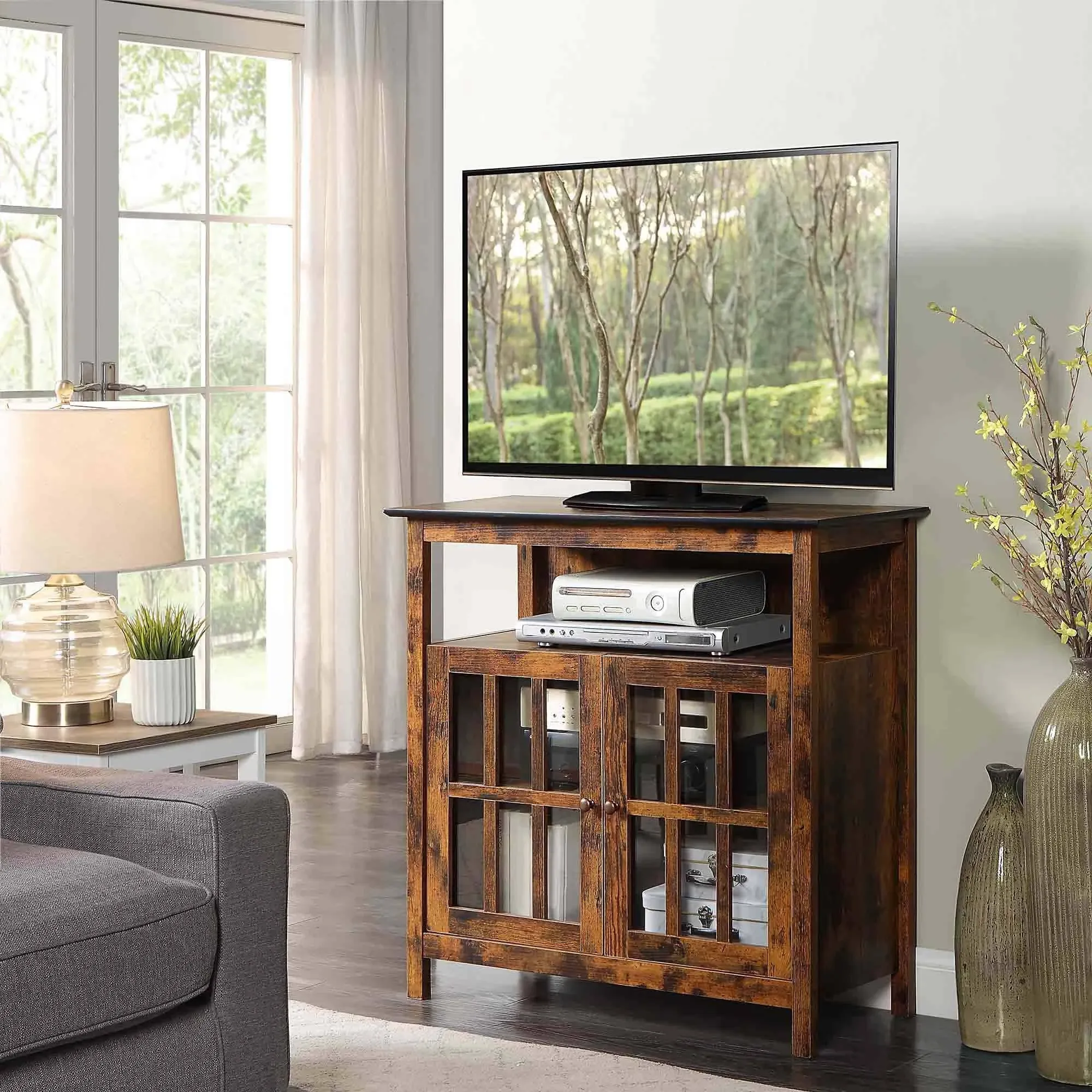 Convenience Concepts Big Sur Highboy TV Stand with Storage Cabinets - Barnwood